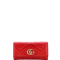 Pre-Owned Gucci Gg Marmont Continental Wallet Matelasse Leather