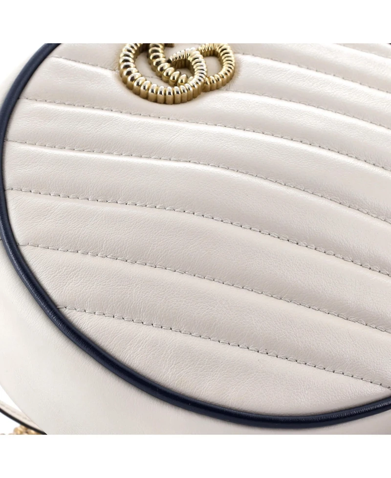 Pre-Owned Gucci Mini Gg Marmont Round Shoulder Bag Diagonal Quilted Leather