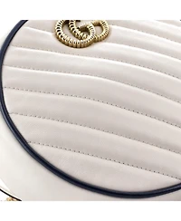 Pre-Owned Gucci Mini Gg Marmont Round Shoulder Bag Diagonal Quilted Leather