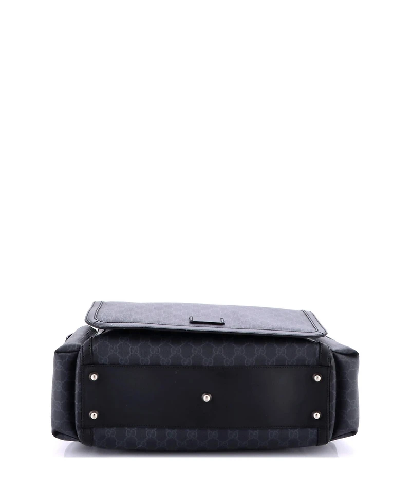 Pre-Owned Gucci Small Web Strap Diaper Bag Gg Coated Canvas