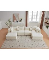 gaomon 140" Cloud Sectional Sofa, U-Shaped Boneless Couch with Ottoman, 4-Seat Modular Sofa