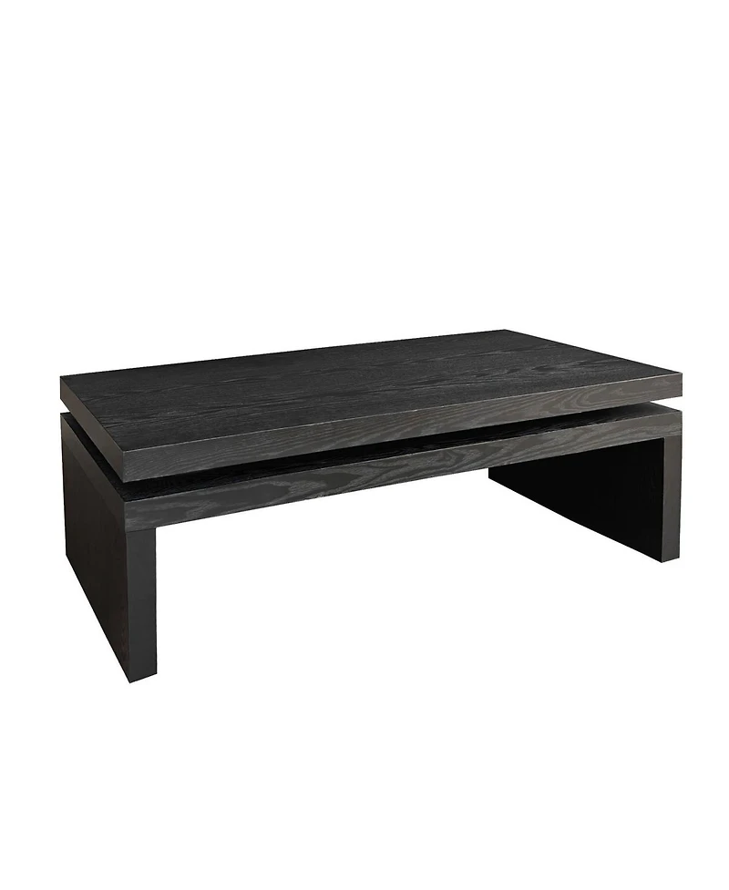 Maison Boucle Wood Coffee Table for Living Room Floating Top Rectangular 47.6
