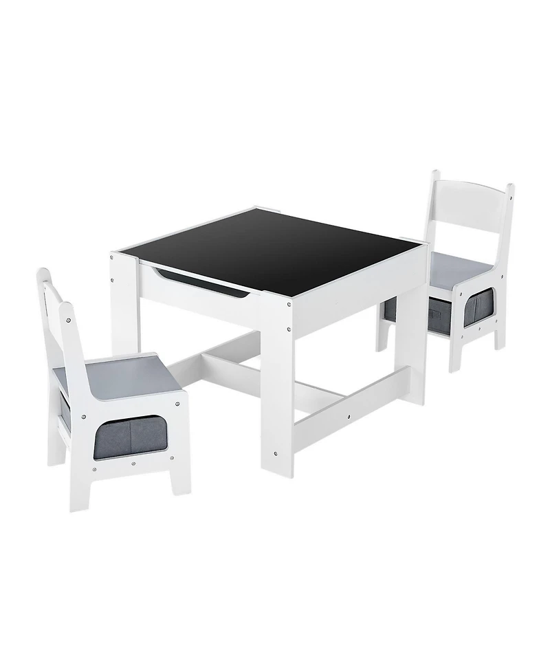 Gouun Kids Table and 2 Chairs Set with Reversible Top and Storage for Art and Learning