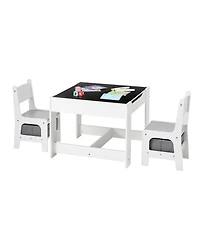 Gouun Kids Table and 2 Chairs Set with Reversible Top and Storage for Art and Learning