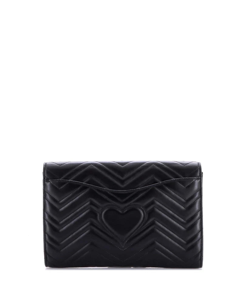 Pre-Owned Gucci Gg Marmont Flap Clutch Matelasse Leather