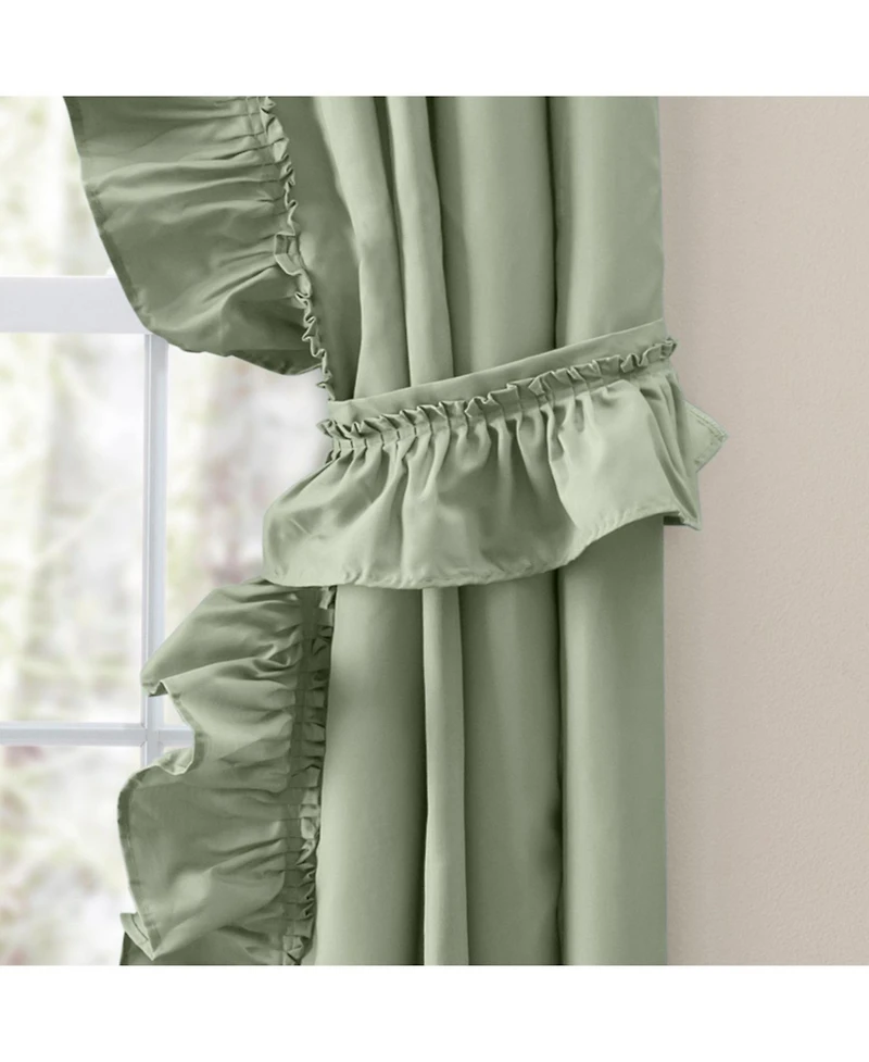 Ellis Curtain 70% Polyester 30% Cotton Stacey Ruffled Prscilla Curtain Panel Pairs With Tiebacks 54"