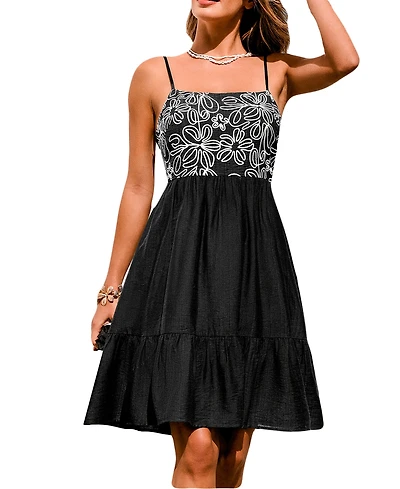 Cupshe Women's Tropical Adventure Floral Mini Beach Dress