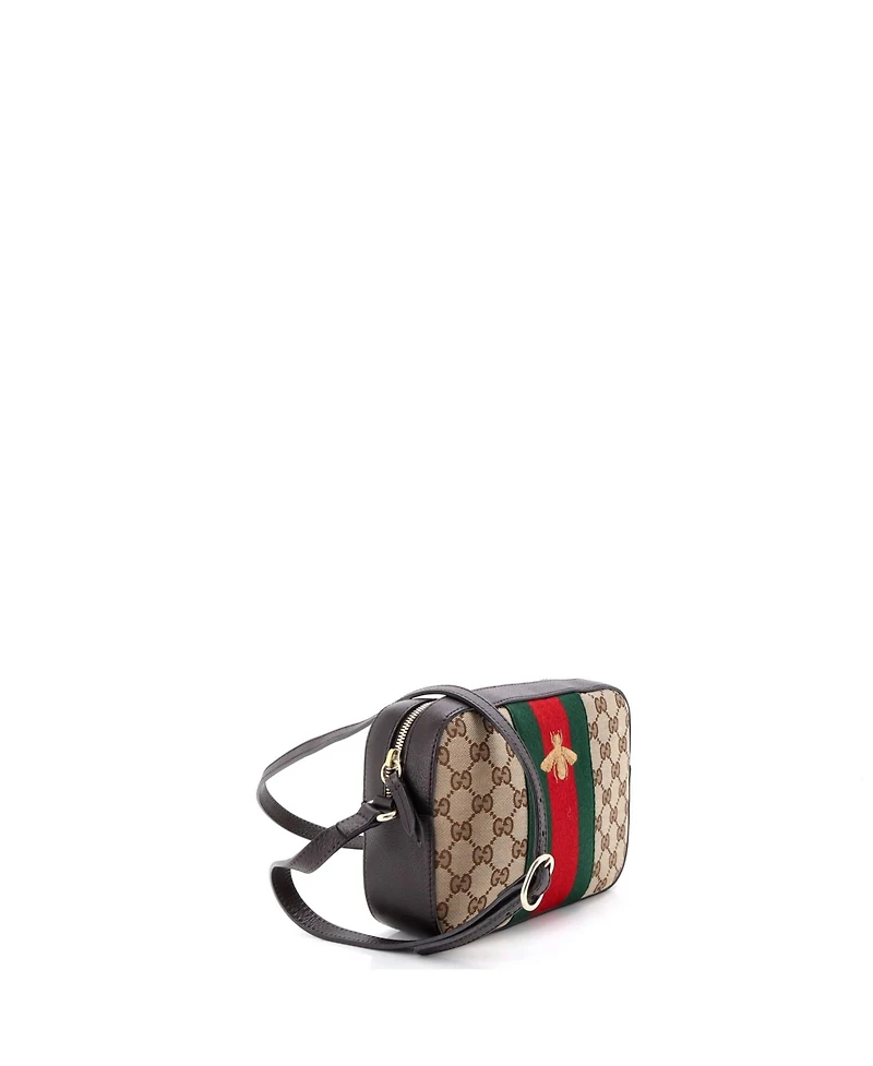 Pre-Owned Gucci Bee Web Camera Bag Gg Canvas