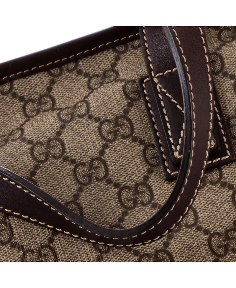 Pre-Owned Gucci Medium Plus Tote Gg Coated Canvas with Leather