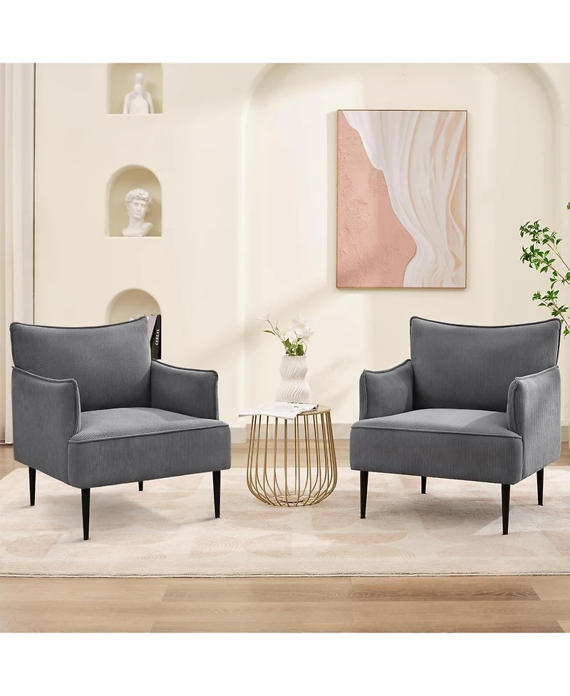 gaomon Mid Century Accent Chair, Comfy Living Room Chair Armchair Grey Fabric Sofa for Bedroom