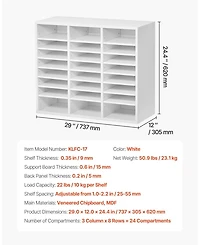 Gouun 24 Compartment Wood Literature Organizer with Adjustable Shelves