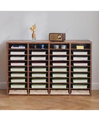 Gouun 36 Compartment Wood Literature Organizer with Removable Shelves