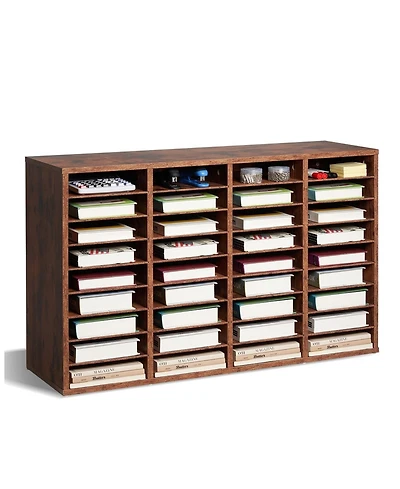 Gouun 36 Compartment Wood Literature Organizer with Removable Shelves