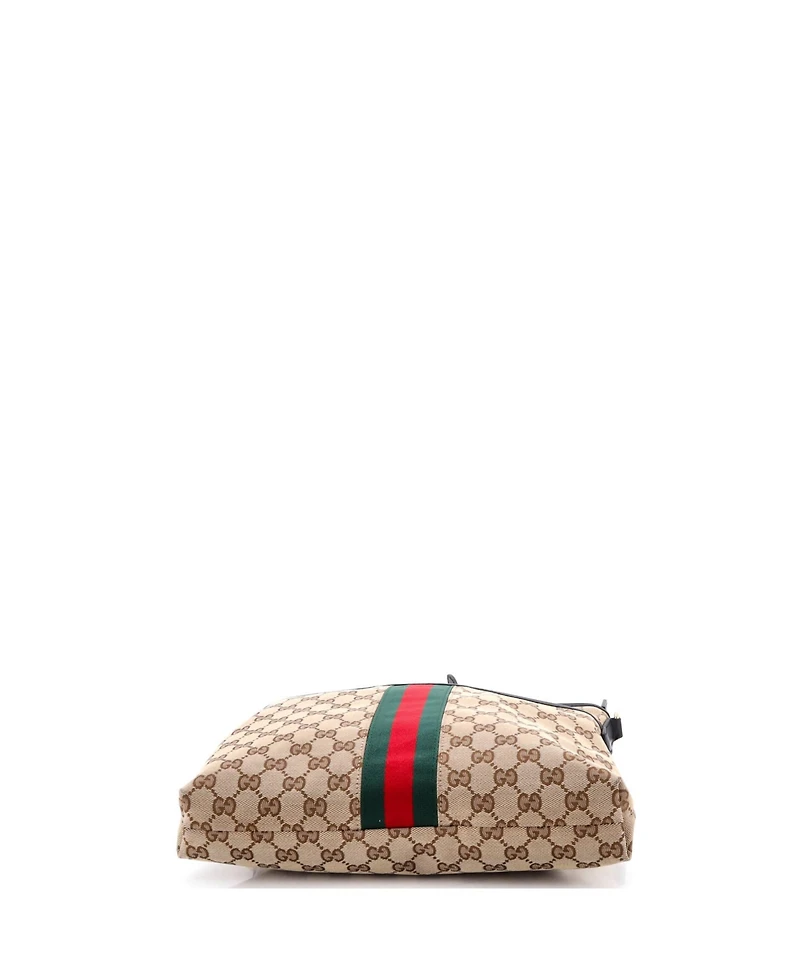 Pre-Owned Gucci Small Front Pocket Web Messenger Gg Canvas