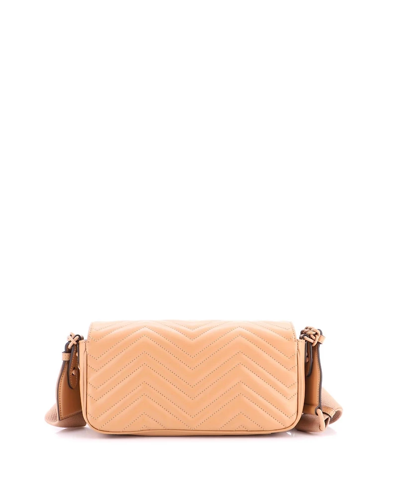 Pre-Owned Gucci Medium Gg Marmont Monochrome Flap Bag Matelasse Leather