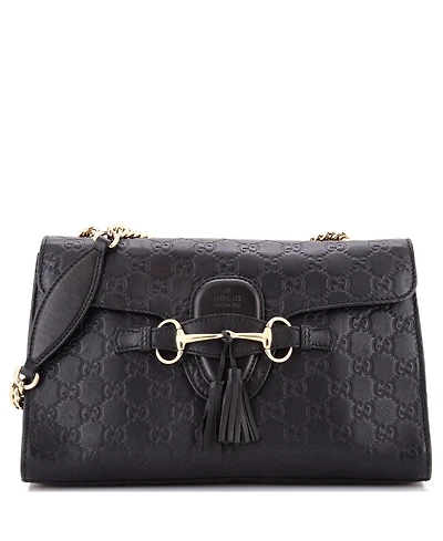 Pre-Owned Gucci Medium Emily Chain Flap Bag Guccissima Leather