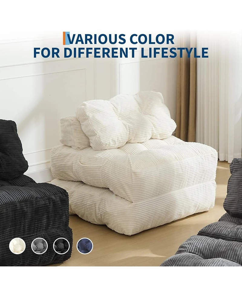 gaomon 3-in-1 Folding Sofa Bed with Pillow, Convertible Floor Sleeper Chair, No Assembly