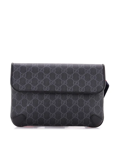 Pre-Owned Gucci Web Flap Belt Bag Gg Coated Canvas