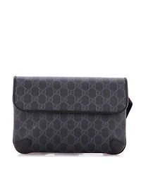 Pre-Owned Gucci Web Flap Belt Bag Gg Coated Canvas
