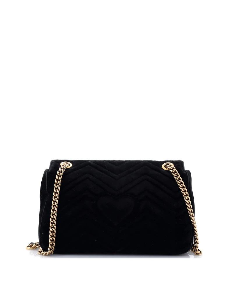 Pre-Owned Gucci Medium Gg Marmont Flap Bag Embroidered Matelasse Velvet