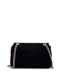 Pre-Owned Gucci Medium Gg Marmont Flap Bag Embroidered Matelasse Velvet