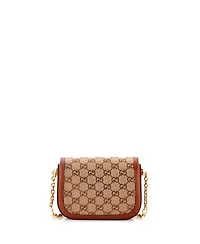 Pre-Owned Gucci Mini Horsebit 1955 Shoulder Bag Crystal Embellished Gg Canvas