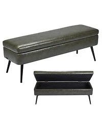 Gouun Pu Leather Storage Ottoman Bench with Soft Close Hinges and Metal Legs