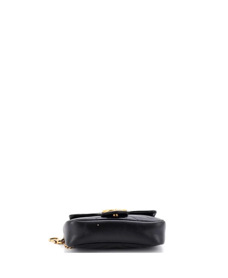Pre-Owned Gucci Super Mini Gg Marmont Flap Bag Matelasse Leather
