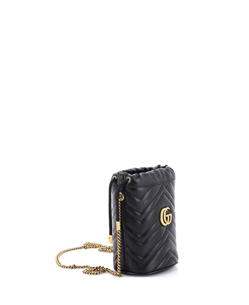 Pre-Owned Gucci Mini Gg Marmont Bucket Bag Matelasse Leather