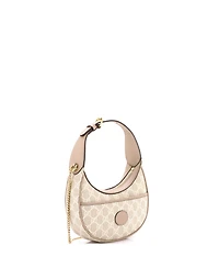 Pre-Owned Gucci Mini Interlocking G Patch Half Moon Hobo Gg Coated Canvas