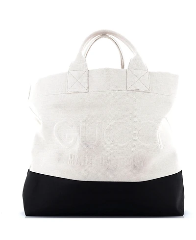 Pre-Owned Gucci Logo Embossed Open Tote Canvas
