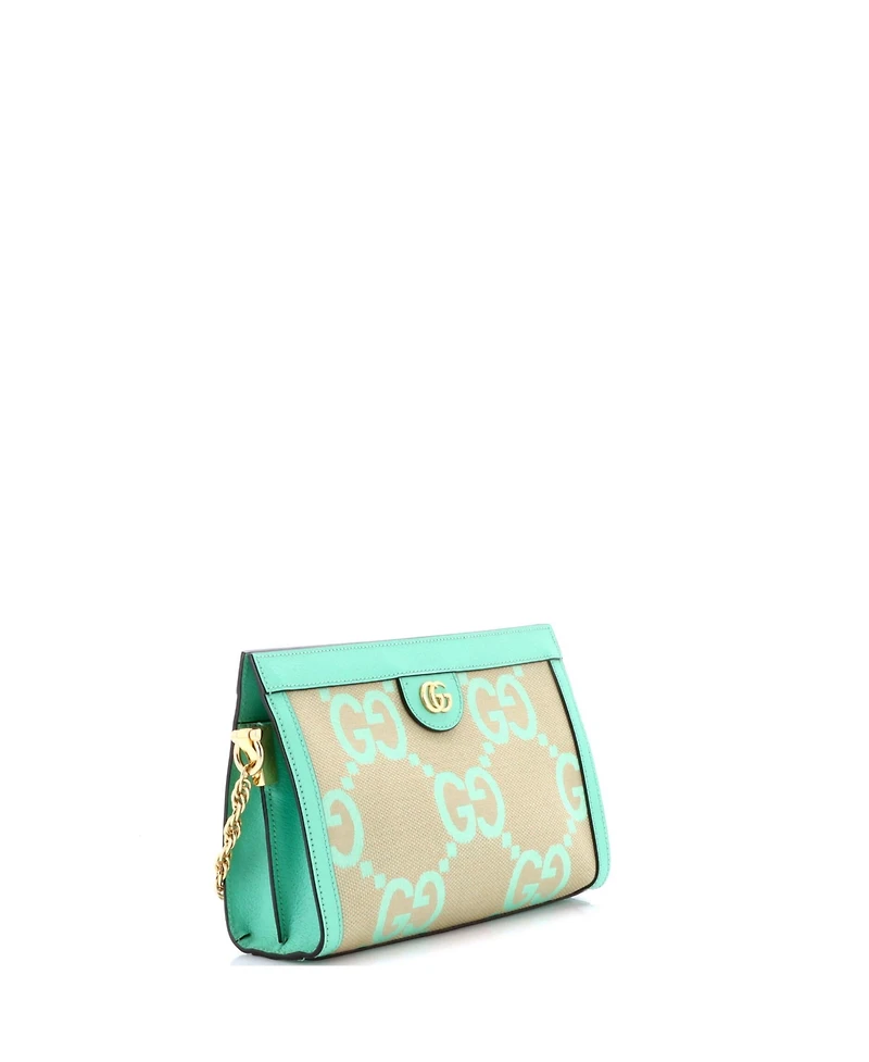 Pre-Owned Gucci Small Ophidia Chain Shoulder Bag Jumbo Gg Canvas with Leather