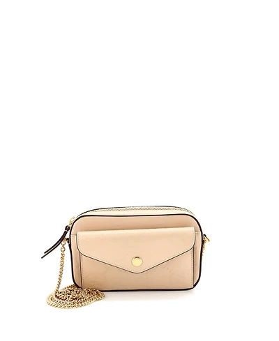 Pre-Owned Gucci Super Mini Front Pocket Chain Shoulder Bag Jumbo Gg Embossed Leather