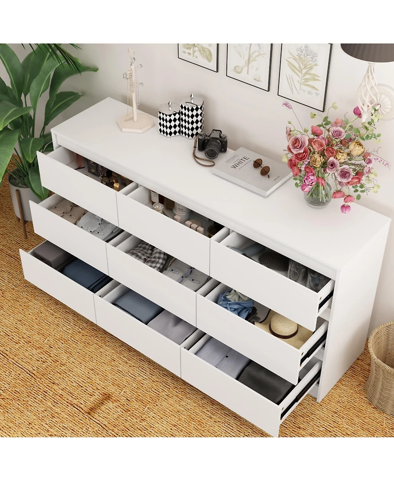 Famapy 9-Drawer Paint Finish Dresser Chest of Drawers