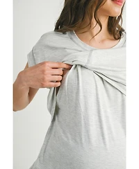 Hello Miz Maternity T-Shirt Relaxed Fit Short Sleeve Layered Nursing-Friendly