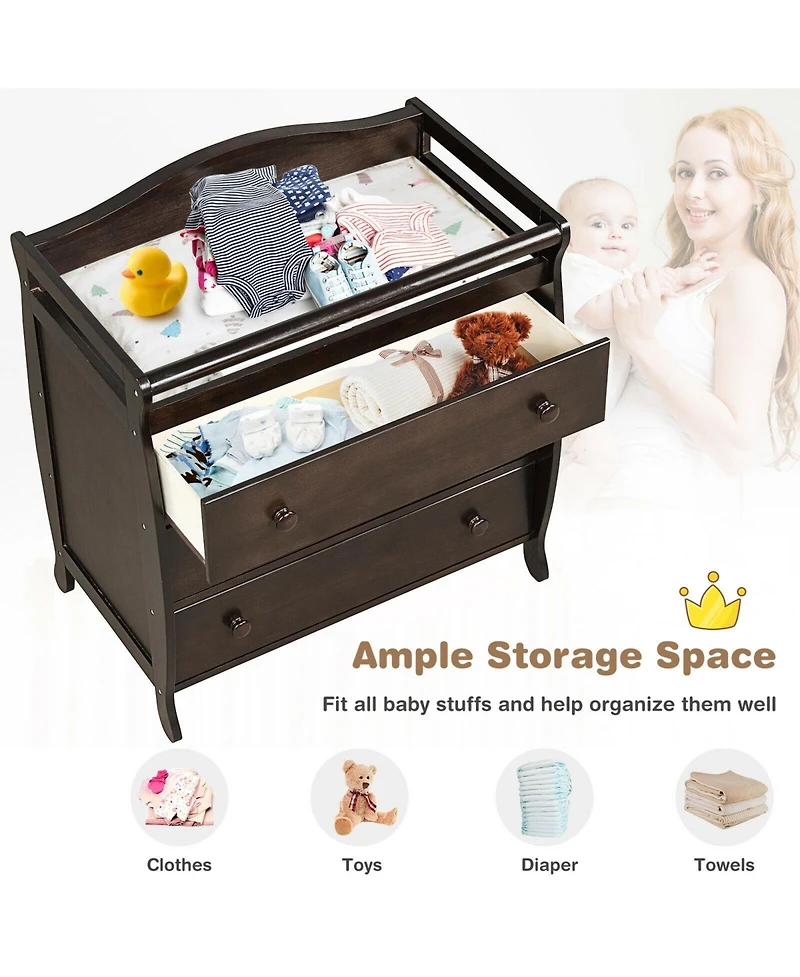 Sugift Baby Changing Table Infant Diaper with 3 Drawers and Safety Belt.