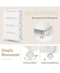 Sugift Rolling Storage Cabinet with Universal Wheels and 5 Drawers
