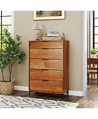Sugift 5-Drawer Dresser with Interlock System for Bedroom Living Room.