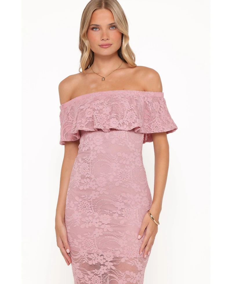 Petal and Pup Women's Mirelle Off Shoulder Lace Maxi Dress