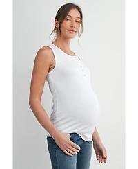 Hello Miz Maternity Ribbed Henley Tank Top Fitted Nursing Friendly
