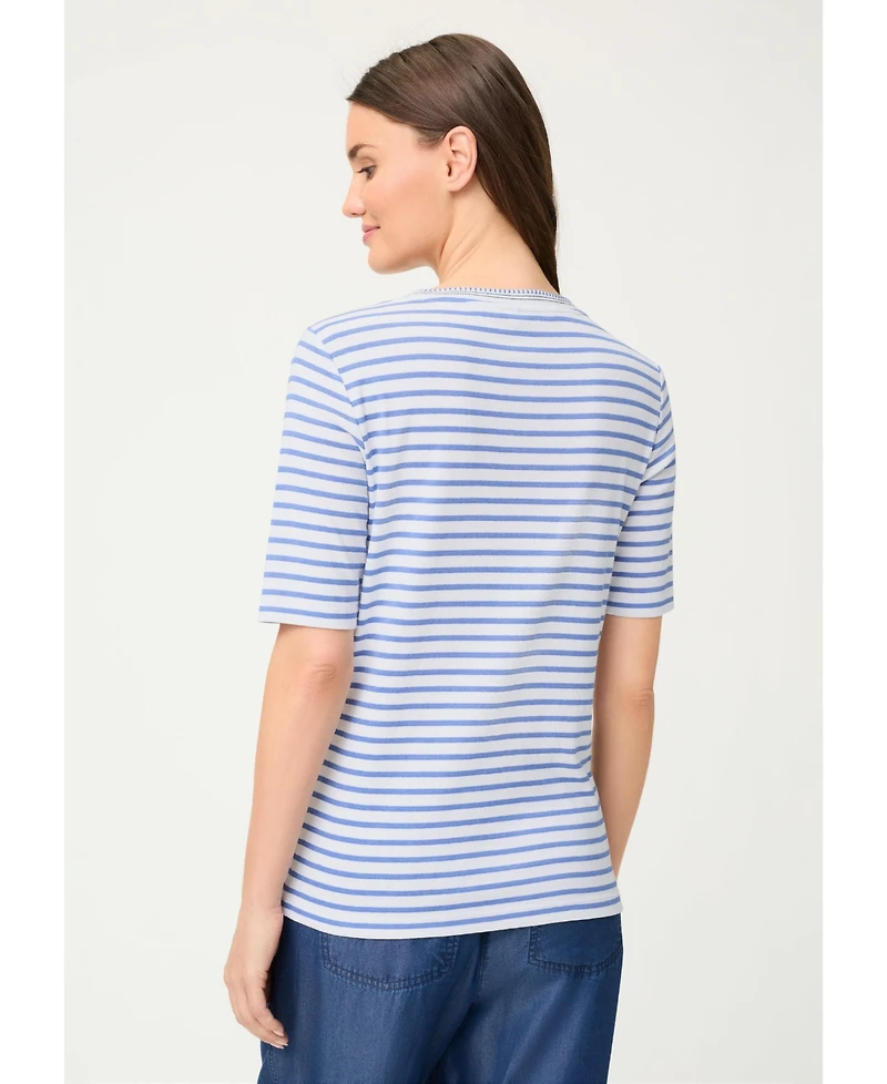 Olsen Women's Stripe Placement Print T-Shirt