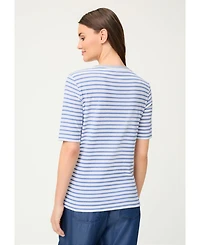 Olsen Women's Stripe Placement Print T-Shirt