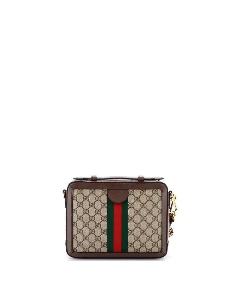 Pre-Owned Gucci Small Ophidia Zip Around Camera Bag Gg Coated Canvas