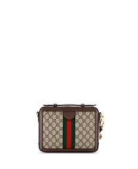 Pre-Owned Gucci Small Ophidia Zip Around Camera Bag Gg Coated Canvas