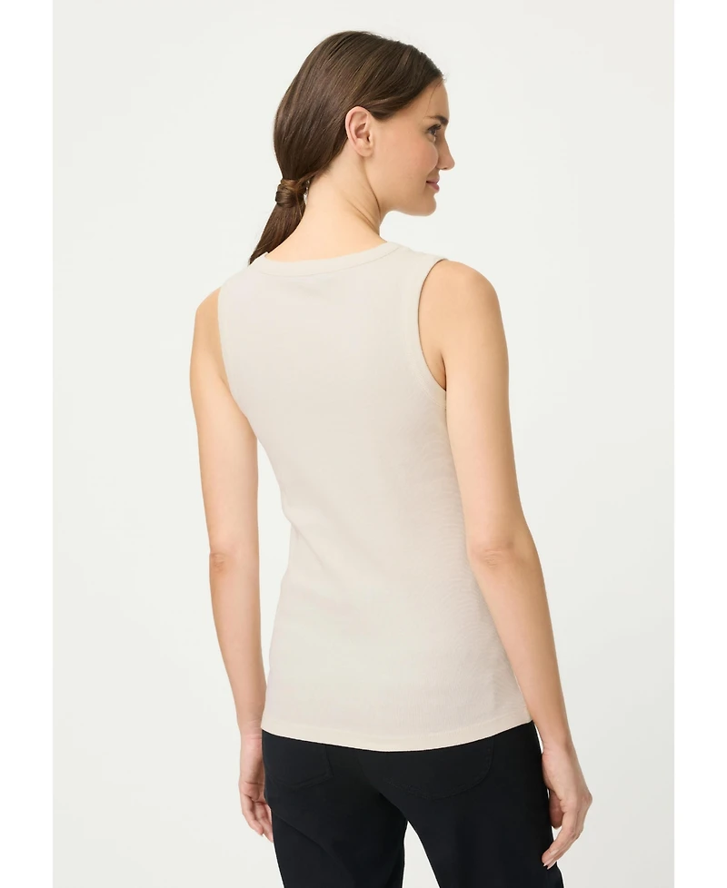 Olsen Women's Ribbed Knit Rounded V-Neck Shell