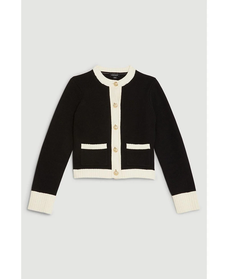 Karen Millen Women's Cotton Cropped Knit Boxy Cardigan