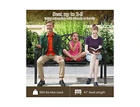 50.5 Inch Patio Bench with Curved Armrests for 2-3 People-Black