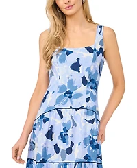 CeCe Women's Scoop Neck Sleeveless Drop Waist Tiered Maxi Dress