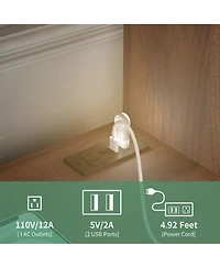 Rainsken Nightstand with Charging Station and Night Light, Lockable Bedside Cabinet Table with 2 Storage Drawers and Bookshelf for Bedroom