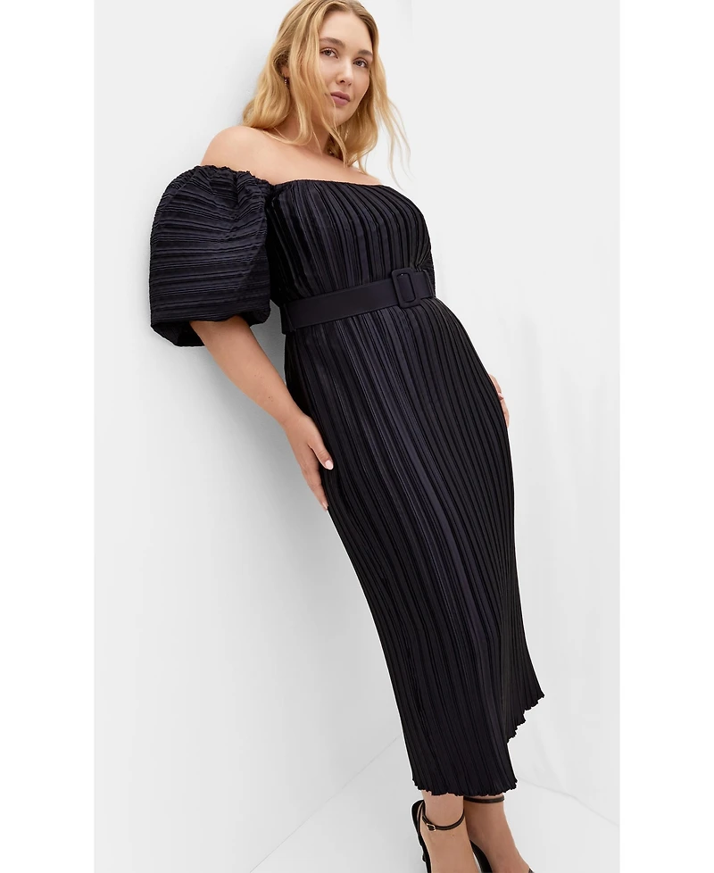 City Chic Women's Krista Pleat Midi Dress